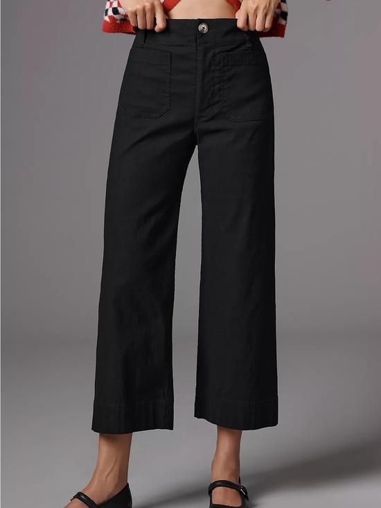 Maeve Pants - Maeve Anthropologie Black The Colette Magic Fabric Wide Leg Cropped Pant